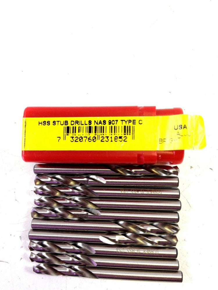 Dormer (A230 #19) HSS Bright Coat Screw Machine Length Drill Bits - 10 Pieces 