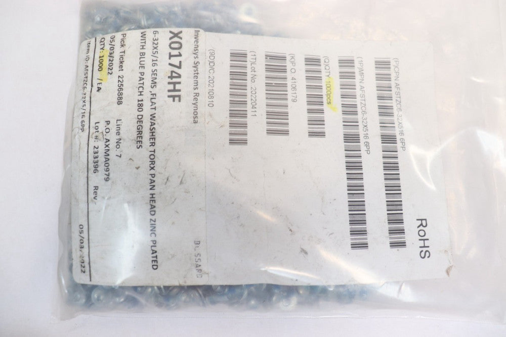 (1000-Pk) Steel Pan Head External Tooth Washers Screws 6-32 x 3/8"
