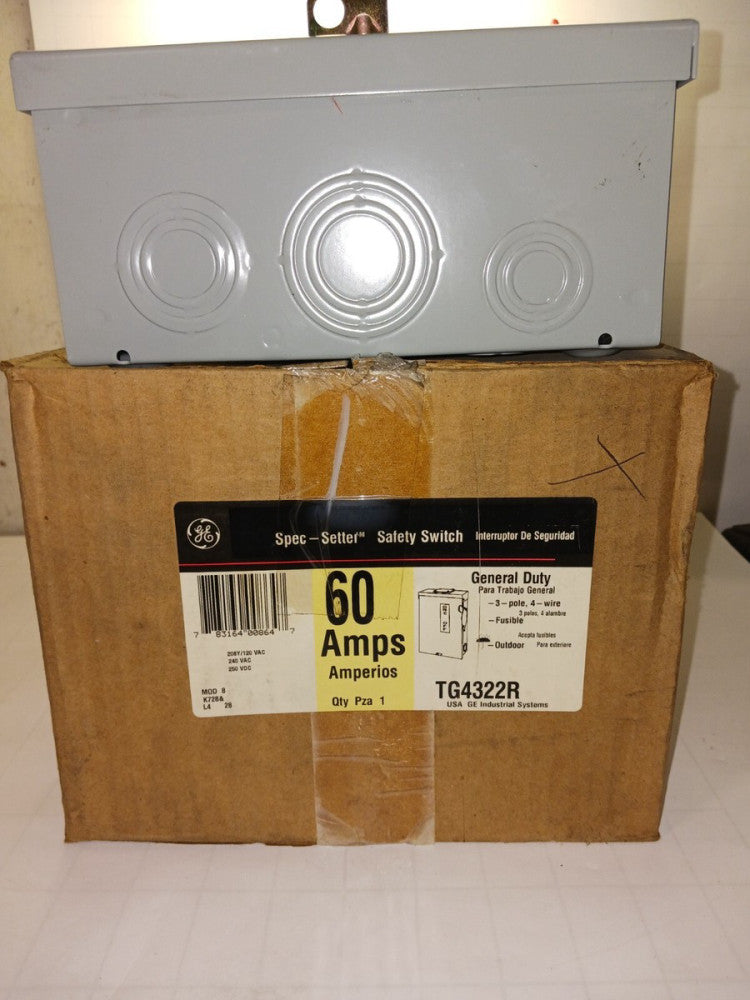 NEW GENERAL ELECTRIC  60 AMP FUSIBLE SAFETY SWITCH 3P/4W 240 VAC 3R TG4322R