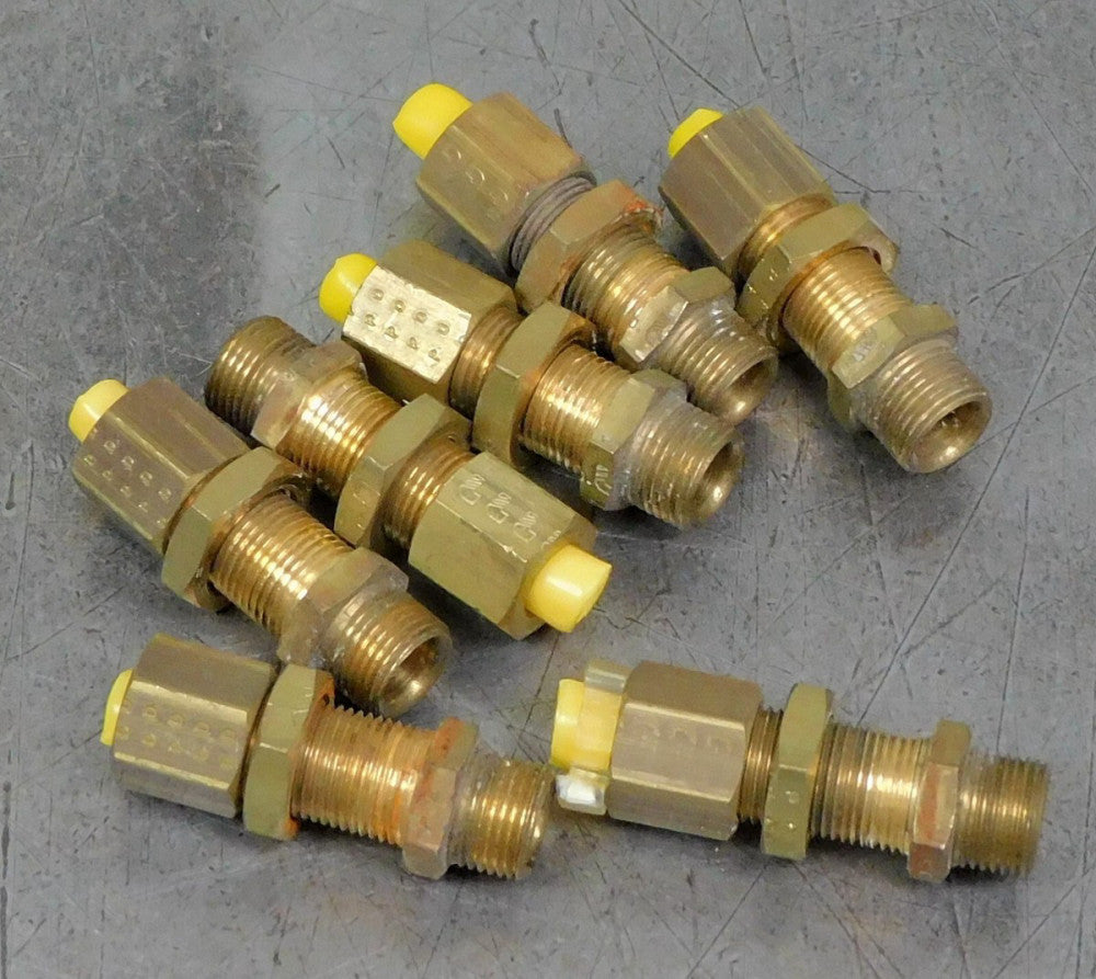 Legris Straight Bulk Head Brass Compression Fitting 1/4" NPT Lot of Seven (7)
