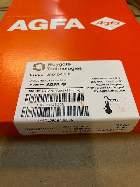Structurix D4-NIF AGFA 100 / LHQ6G 8" X 10"  X-RAY FILM, EXP 04/2026