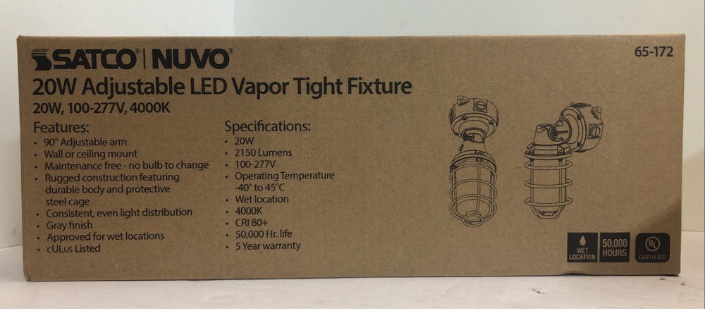 SATCO 20W Adjustable LED Vapor Tight Fixture - 65-172