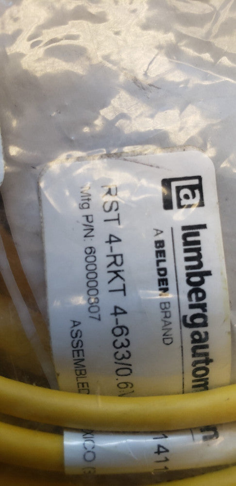 LOT OF 2 LUMBERG RST 4-RKT 4-633/0.6M, SENSOR DOUBLE-ENDED CORDSET, 600000807