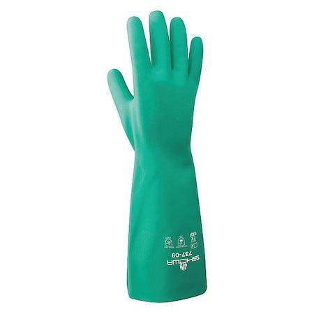 Showa 737-07 737 Chemical Resistant Gloves, Nitrile, 15 In L, 22 Mil, Green, 7,