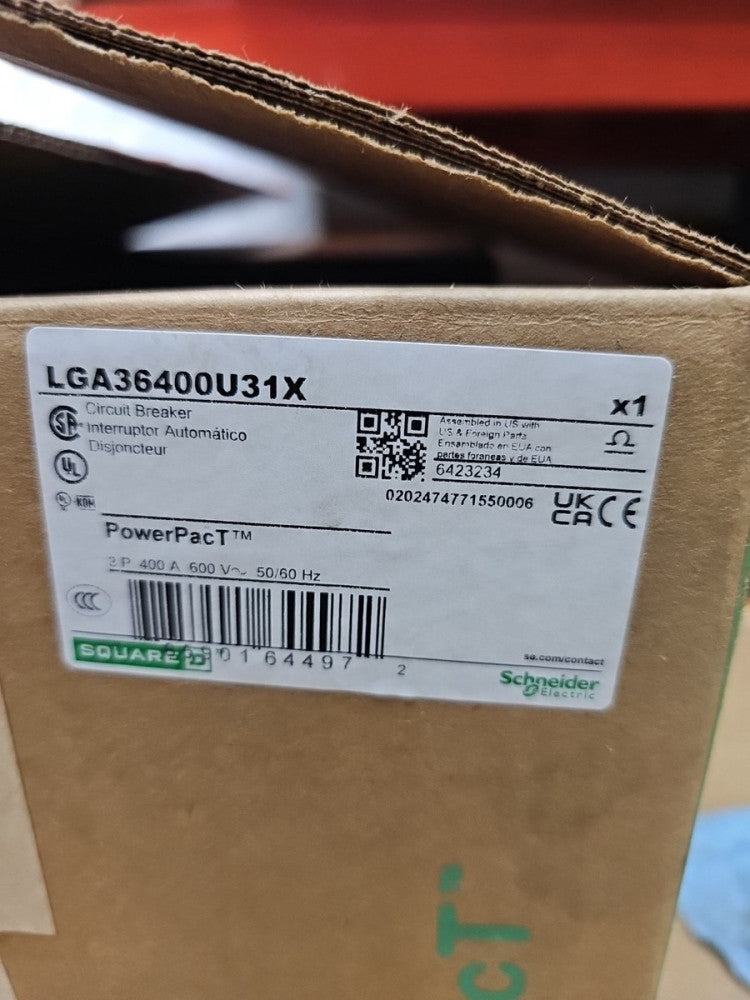 Square D LGA36400U31X ,3 Pole, 400A, 600 VAC, Circuit Breaker