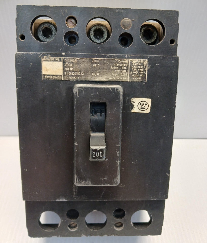 WESTINGHOUSE CA3200Y 200 AMP CIRCUIT BREAKER 3 POLE 240 VAC 10kA