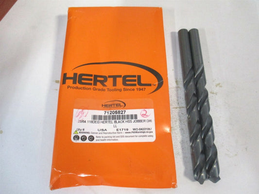 (71205827) 23/64" x 4-7/8" OAL 118° High Speed Steel Jobber Drill - Qty 2