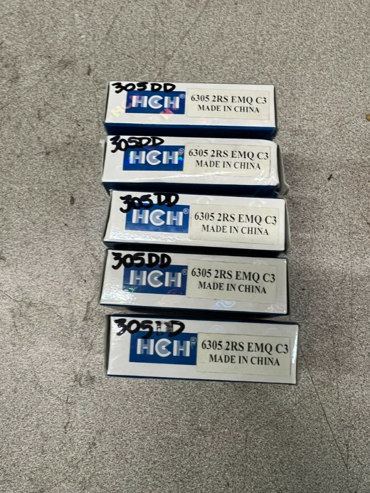 LOT OF 5 NEW IN BOX HCH  6305 2RS BALL BEARING 6305 2RS EMQ C3