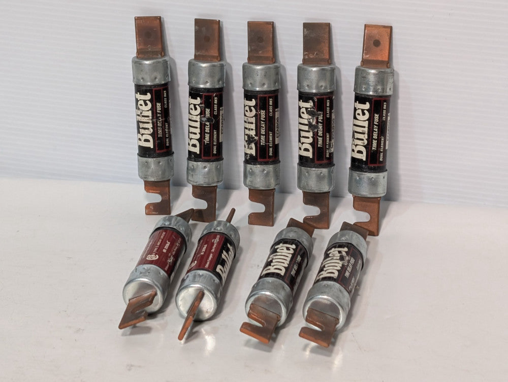 Lot of 9 Edison Fusegear ECNR90A Bullet Fuses, Class RK5, Time Delay, 250 VAC
