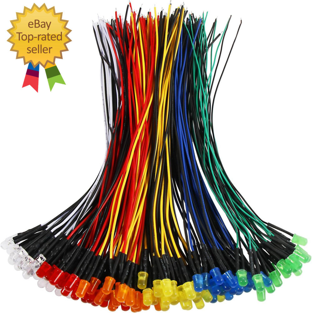 120Pcs 12V Led Diode Lights 5Mm,Pre Wired Led Light Emitting Diodes Kit White Re