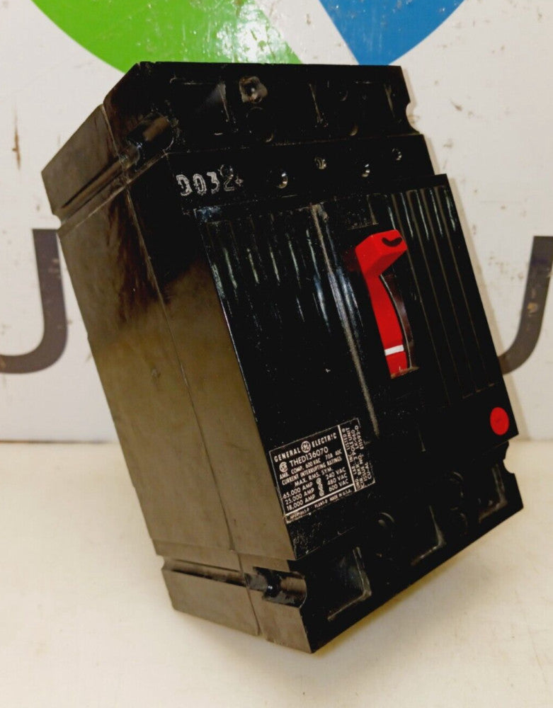 GE 70 AMP CIRCUIT BREAKER 3 POLE 600 VAC  THED136070