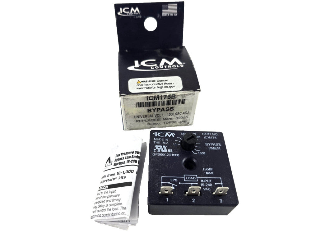 ICM Controls ICM175B Bypass Timer Relay, 10-1,000 Seconds Adjustable, 18-240 VAC