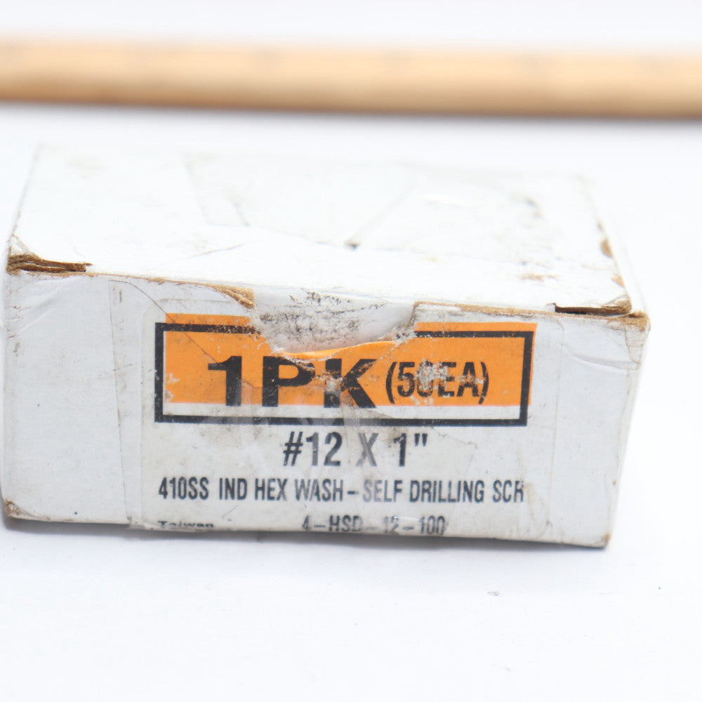 IND Hex Washer Self Drilling Screw 410SS #12 X 1" 4-HSD-12-100