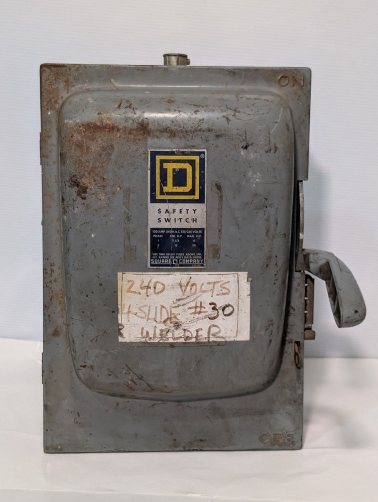 Square D H223-N Fusible Disconnect Switch, 100A, 240V, 2 Pole, Indoor Use, H223N