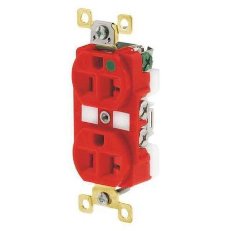 Bryant Bry8300red Straight Blade Receptacle, 5-20R, 20 A, 125V Ac, 2 Pole, 3