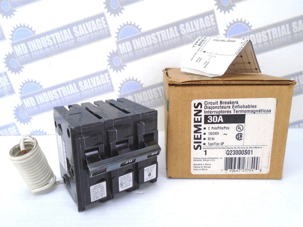 SIEMENS - Q23000S01 - SpeedFax 30A BREAKER 120/240, 2P w/120V SHUNT TRIP - (NEW)