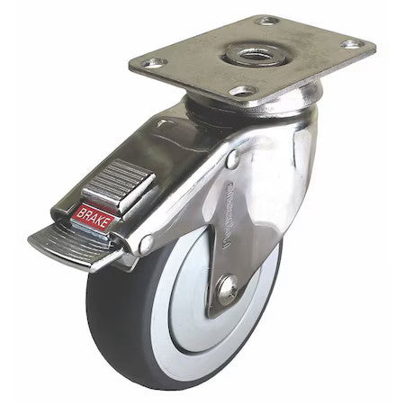 Zoro Select P14sx-Rp050k-12-Tb-Am Swivel Plate Caster W/Total-Lock,Tpr,5 In,220