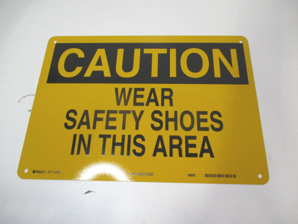 Brady (42784) 10" x 14" Caution Wear Safety Shoes in this Area Metal Sign 