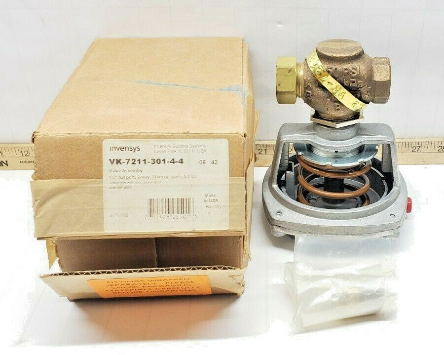 NEW INVENSYS 1/2" PNEUMATIC ACTUATED VALVE ASSEMBLY 2-WAY OPEN  VK-7211-301-4-4