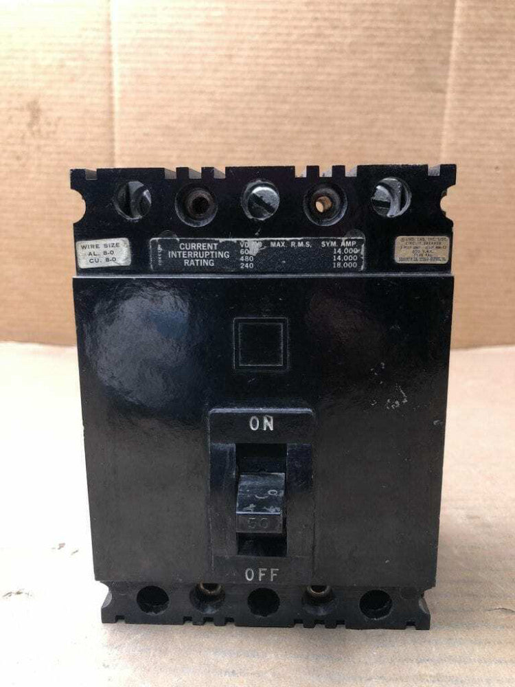 Square D HM-22 50A 3 Pole Molded Case Circuit Breaker 600V