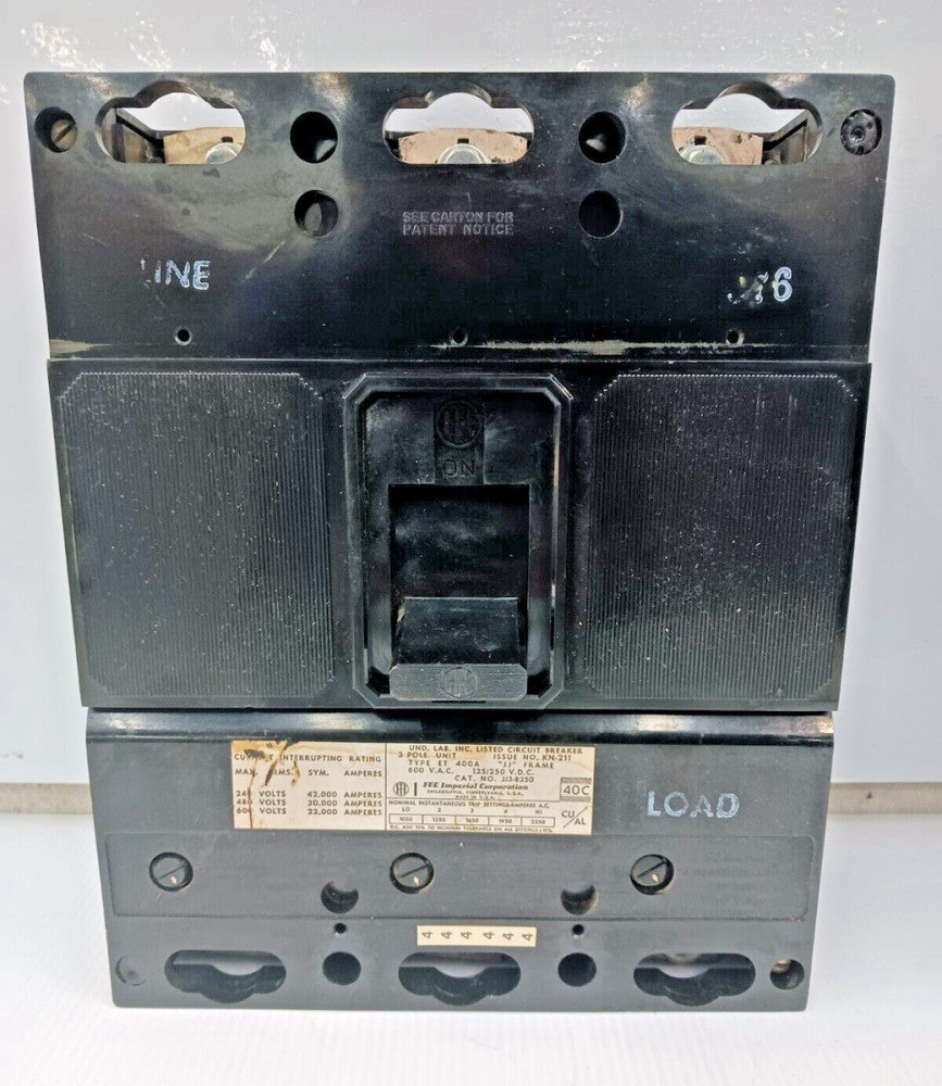 ITE 400 AMP CIRCUIT BREAKER 3 POLE 600 VAC / 250 VDC JJ3-B250