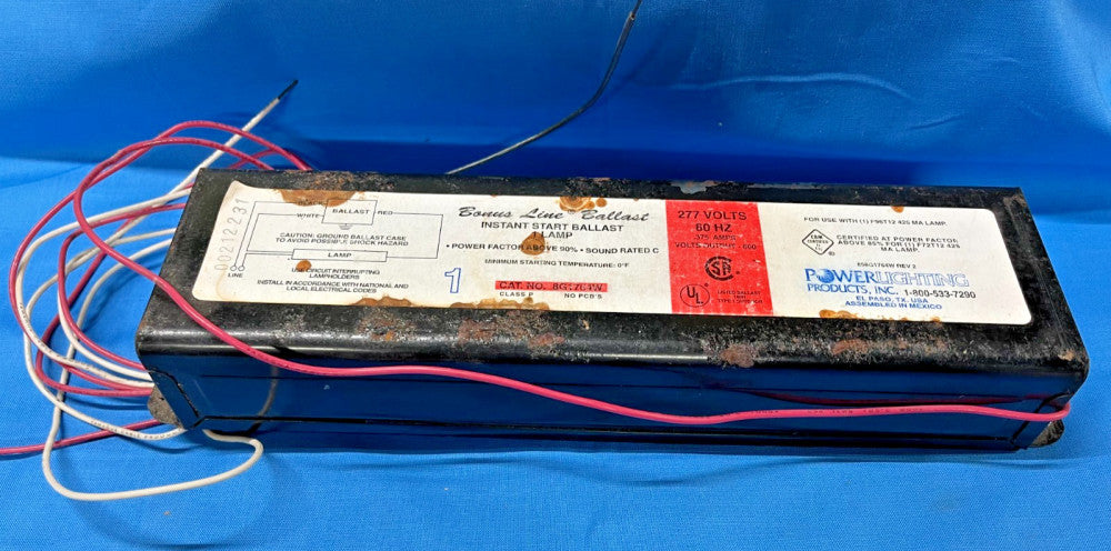 POWERLIGHTING 8G1764W BONUS LINE BALLAST INSTANT START 277VOLTS 60HZ 0.375 AMPS