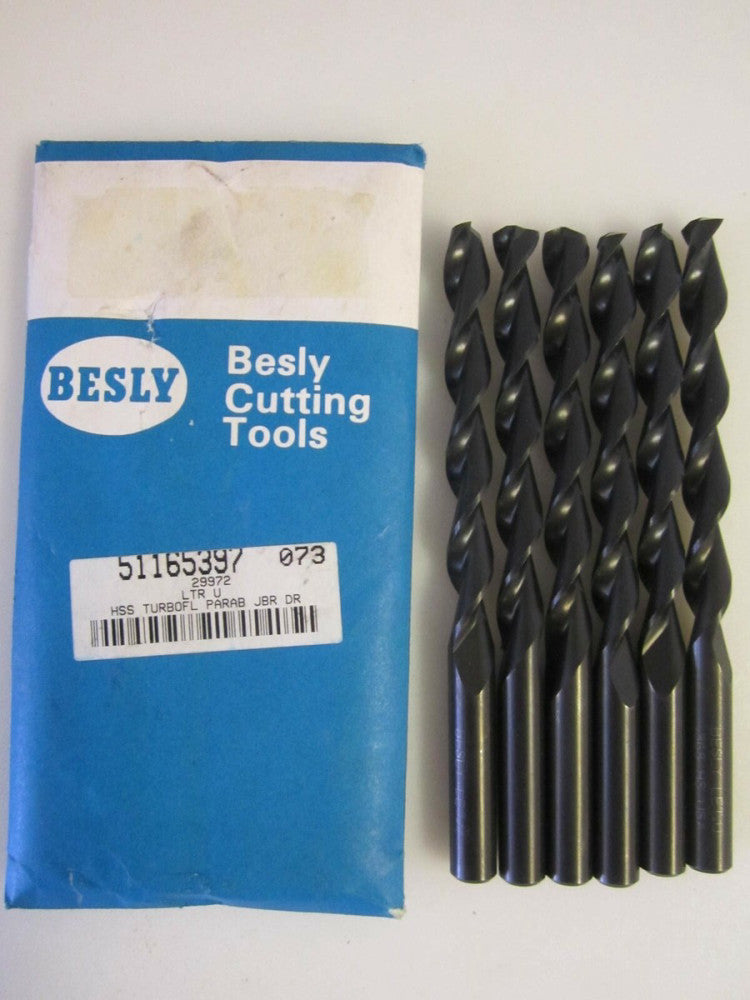 Besly (29972) 135dg Spl Pt HSS .368 x 3-5/8" x 5" Parabolic Flute Drill - Qty 6