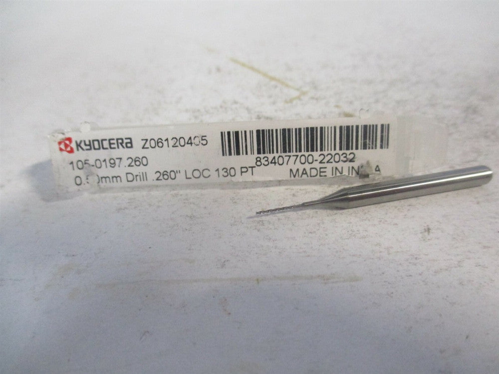 Kyocera (07257) 0.5mm x 1/8 x 1-1/2" 130° Spiral Circuit Board Drill Bit 