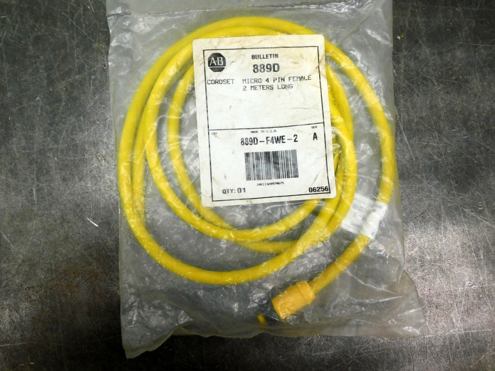 Lot of 2 Allen-Bradley AB 889D QD Cordset 889D-F4WE-2 4 Pin DC Micro 2 Meter