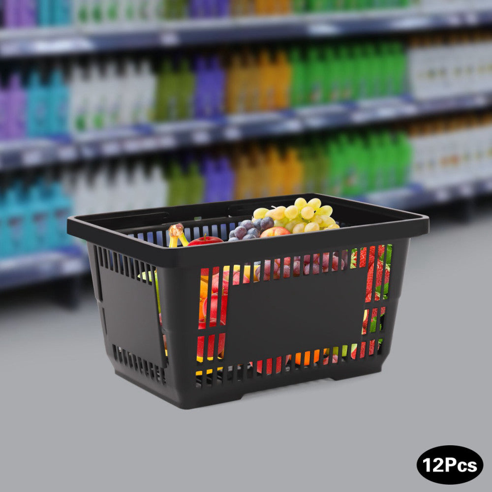 12x Shopping Baskets with Handles Durable Plastic Shopping Cart Portable 21L