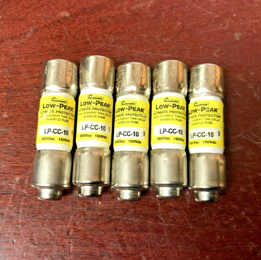 (Lot of 5) Low-Peak LP-CC-10 Class CC Fuse 10A 600V
