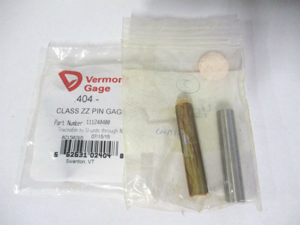 Vermont Gage (111240400) 0.404" Diam Class ZZ Minus Plug & Pin Gage - Lot of 3