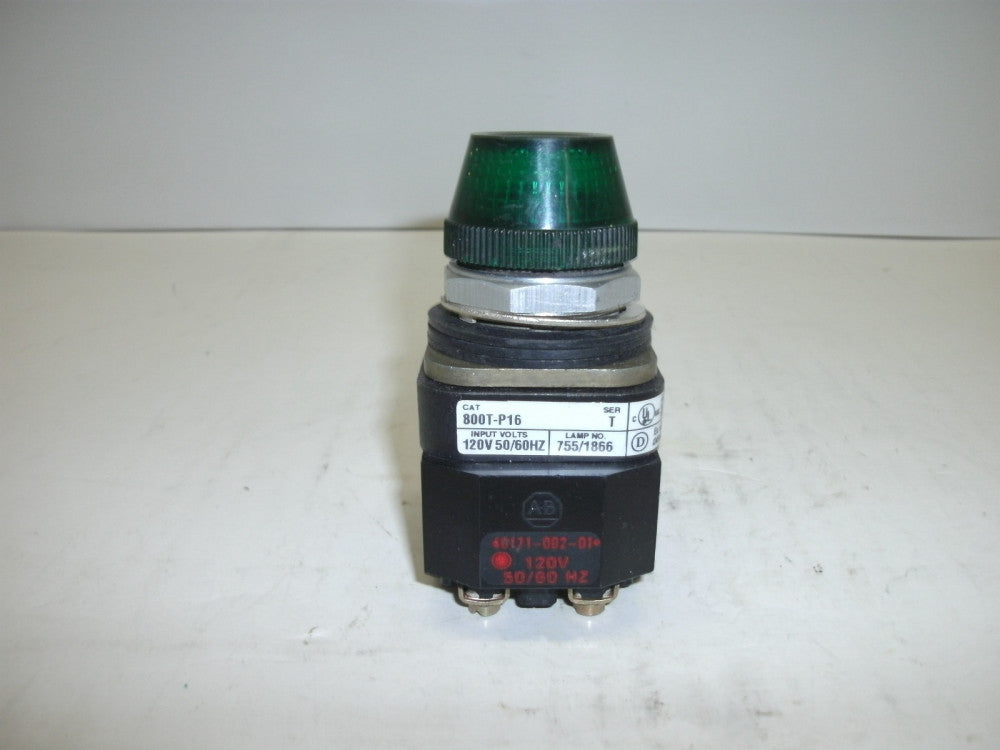 ALLEN BRADLEY 800T-P16G SER T PILOT LIGHT GREEN TRANSFORMER 120V 50/60HZ INCAND