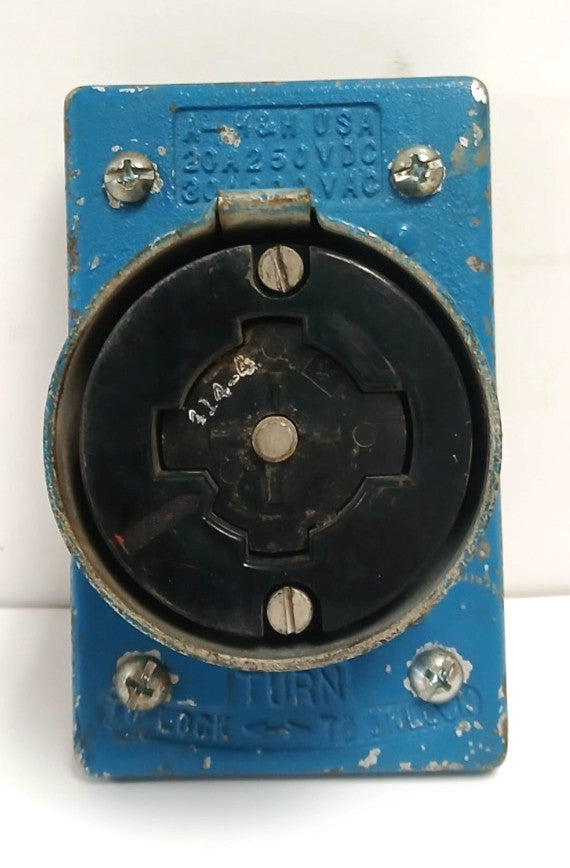 A-H &H 414-4 POWER LOCK RECEPTACLE 20A 250 VDC 30A 600 VAC 4 POLE 5 WIRE