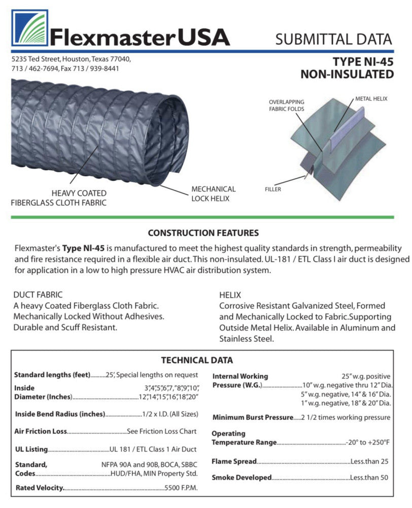 FlexMaster NI-45 8” X 26’ Hose, non-insulated Heat Resistant 8 inch hose, 4NI08