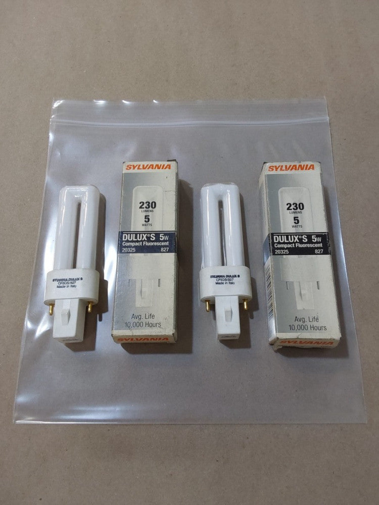 Sylvania Dulux S 5W Base G23 CF5DS/827 20325 Compact Fluorescent (Lot Of 2)
