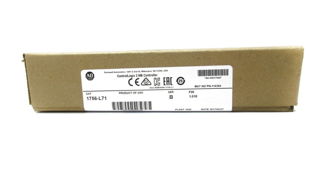 ALLEN BRADLEY 1756-L71 SER. B F/W 1.010 DATE: 2017 NSFS