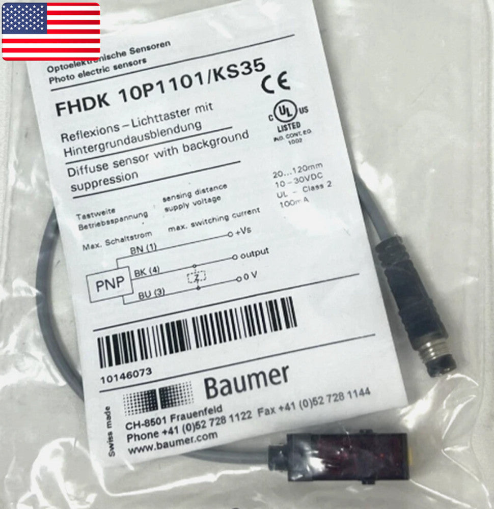 One New Photo Electric Sensor 10-30VDC for Baumer FHDK 10P1101/KS35 - US Stock