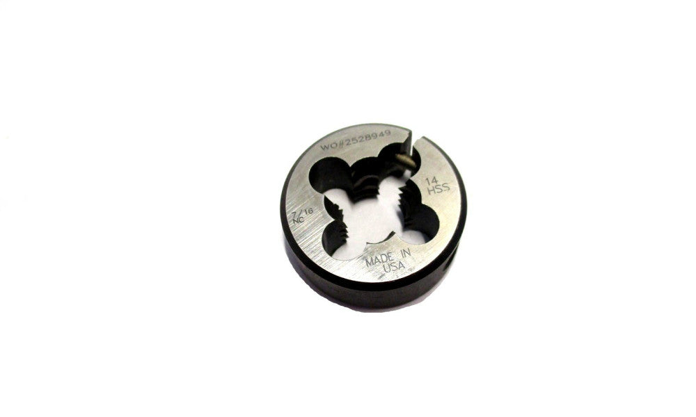 MADE IN USA 7/16-14 UNC 1" OD 3/8" Thick RH HSS Round Adjustable Die