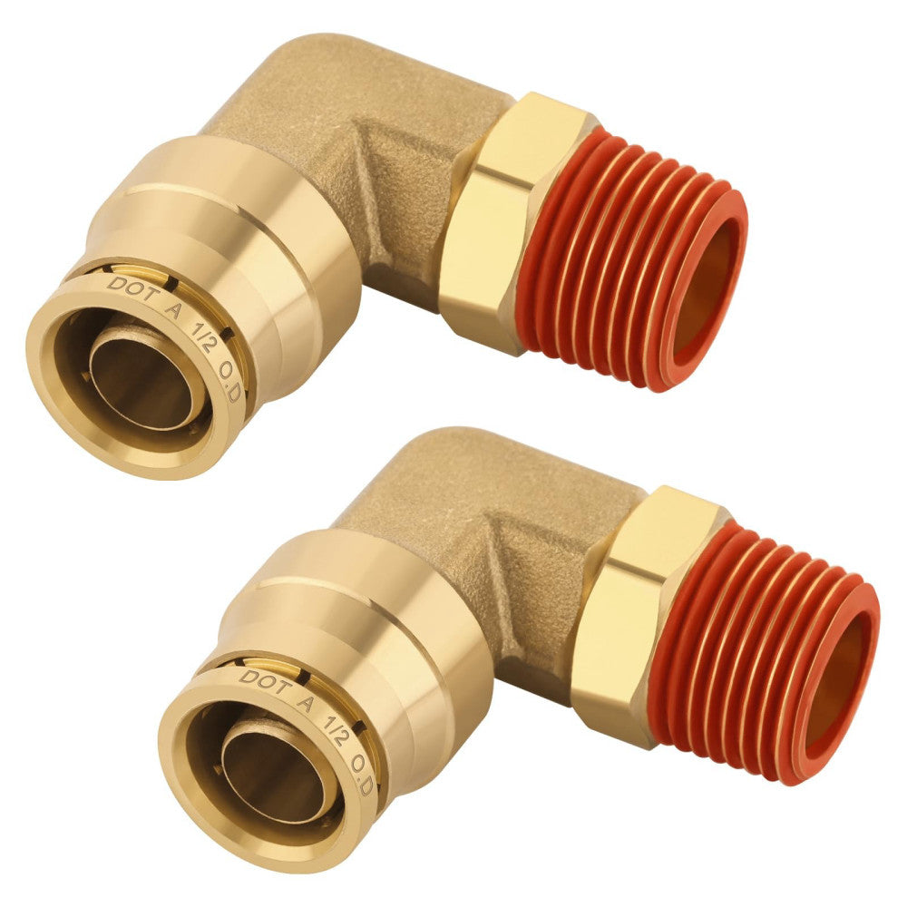 1/2" Quick Push to Connect Fittings Brass 90 Degree Union Swivel Elbow Joint ...