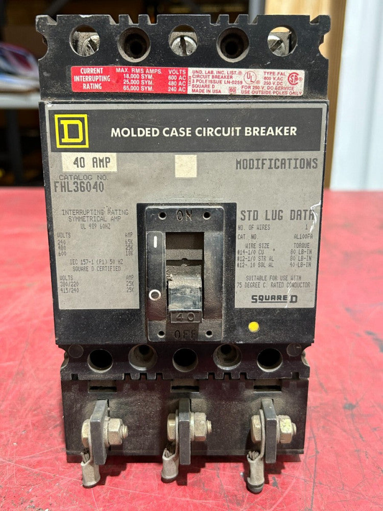 USED Square D Circuit Breaker FHL36040