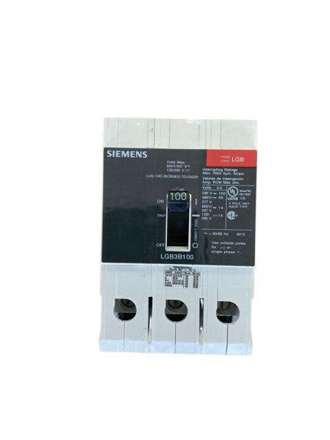 LGB3B100B - Siemens Bolt-On 600V 100A 3 pole circuit breaker 100kA@240V