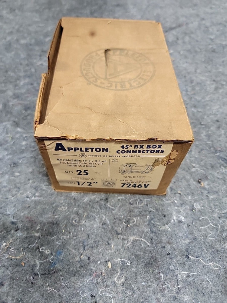  Appleton 7246V 1/2" Steel Box Connector - Fast Shipping , Box Of 25