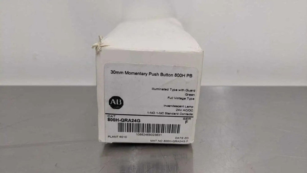 Allen-Bradley 800H-QRA24G Momentary Push Button Ser F 1NO 1NC 24 VAC/VDC 30mm Gr