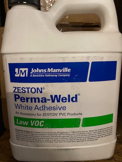 Johns Manville Zeston Perma-Weld White PVC Adhesive Low Voc  1 Quart