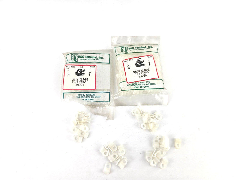 120pcs E&G Terminal Nylon Clamps 3/16 Hole Size 1/8 White/Clear