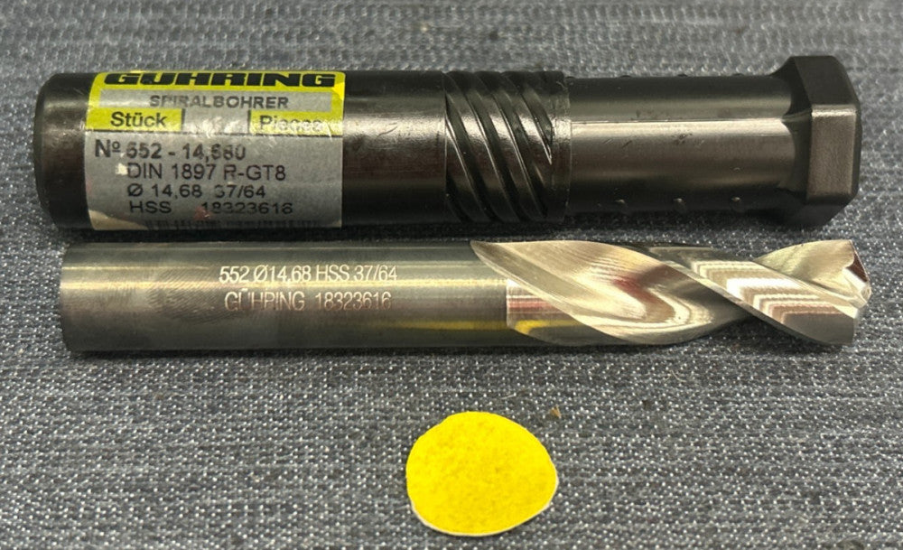 GUHRING 552-14680 SCREW MACHINE DRILL 37/64" OAL 4-3/8" 2 FLUTE SPIRAL HSS