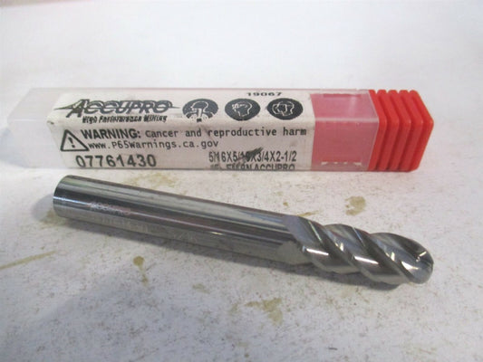 (12184631) 5/16" x 3/4" x 5/16" x 2-1/2" OAL Solid Carbide 4 Flute Ball End Mill