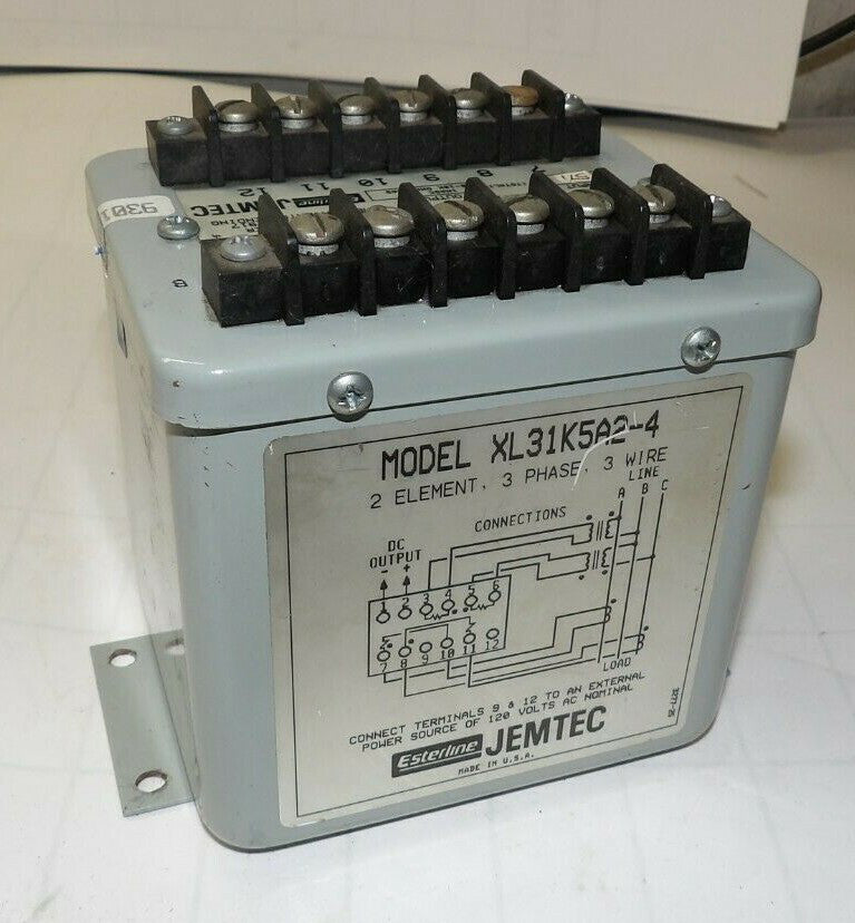 ESTERLINE JEMTEC 2.5 AMP 120 VOLT EXCELTRONIC WATT TRANSDUCER XL31K5A2-4  