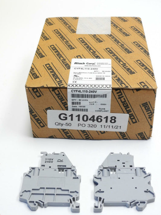 (50 pcs) Altech CYF4L110-240V Fuse 6mm Wide TB 110-240V 24-10 AWG 10 A 600 V